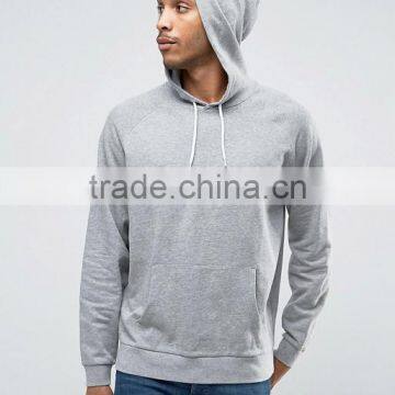 Custom Raglan Sleeves With Hood Grey Men's 85% Cotton 15% Viscose Casual Comfort Fit Breathable Oversized Pullover Hoodies