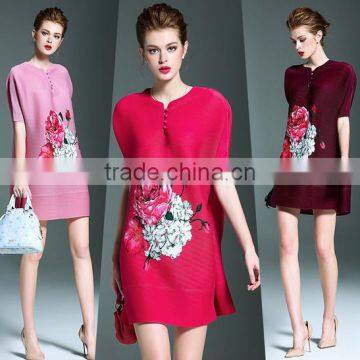New fashion big yards peony women folding dresses