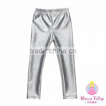 New Fashion Baby Girls Gold Color PU Pants photo-5
