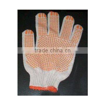 2012 hot sales PVC dotted cotton gloves/anti-slip cotton glove /String Knit Gloves with Dots/yellow,red,blue,black