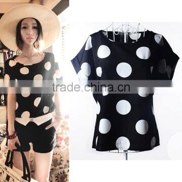 2016 Summer Fashion Women's Loose Chiffon Tops Batwing Short Sleeve T Shirt Casual Blouse photo-2