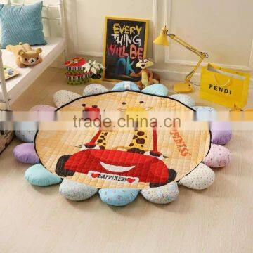 S65598A Room Floor Carpet 100% Cotton Sunflower Shape Cartoon Baby Crawling Blanket photo-2