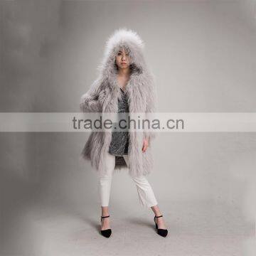 Myfur Light Gray Beauty Women Real Raccoon Fur Jacket Plus Size photo-6