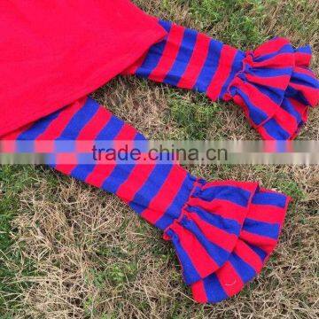 2015 New Baby Girls Kids Baby Girls Kid 4th of July Patriotic Capri Sets Ruffle Outfits With Matching Necklace and Headband Set photo-2