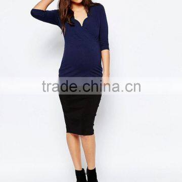 Comfortable Fashion Short Sleeve Knitted Fabric Maternity Clothes