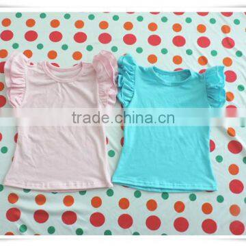 2017 children Cotton Clothes Kids solid color Flutter Sleeves T-Shirt girls top many colors to choose