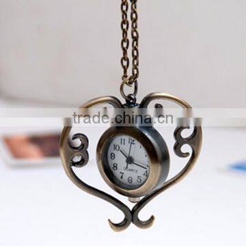 Vintage Chinese Redbud Pocket Watch Long Chain Sweater Pendant Necklace