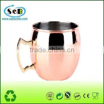 100% solid copper mug for cocktail , stainless steel copper plating