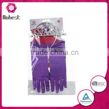 New design Purple Frozen glove set with princess tiara fancy frozen accessories