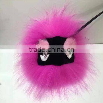 Latest fur accessories Fashion Handbag/Keyring fur Pom Pom