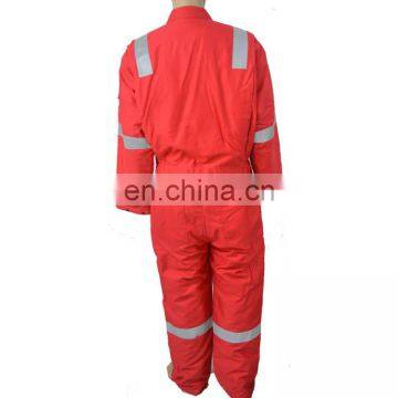 China Supplier Men's Zip Front 100 Cotton Fire Retardant Fireproof Winter Coverall With Reflective Tapes