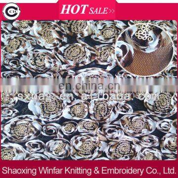 flower patterns lace sequin embroidery on fabric for lady dress garment