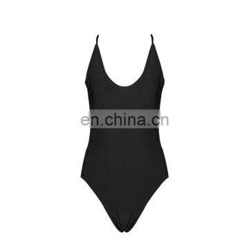 2017 Fashion Women Sexy Black Side Lace Up High Cut Thong One Piece Bikini Swimwear photo-4