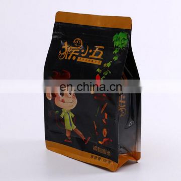 custom 8 side seal plastic food zipper bag with Quad seal flat bottom for nut