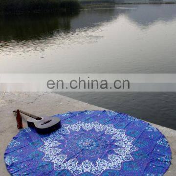 Indian Ethnic Blue Star Mandala Wall Hanging Round Tapestry Throw Hippie Bohemian Bedspread Roundie Table Cloth Bed Throw