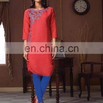 red colored kurti.