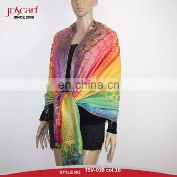 wholesale young girl rainbow colors cheaper shawl in hangzhou