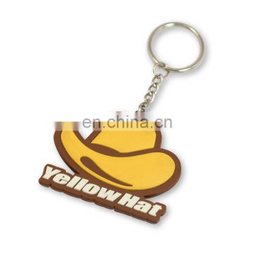 Custom pvc keychain yellow hat shape key ring