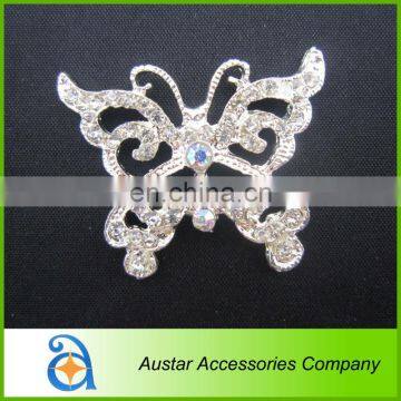 Color AB butterfly Rhinestone Crystal Buckle,Rhinestone ribbon slider button embellishment