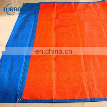 UV resistant blue/orange heated plastic polytarps korea pe tarpaulin with eyelets/grommets