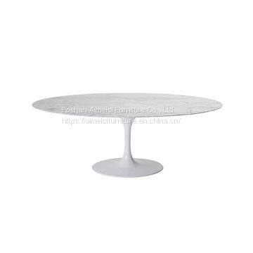 Cheap classical white small round marble tulip dining table