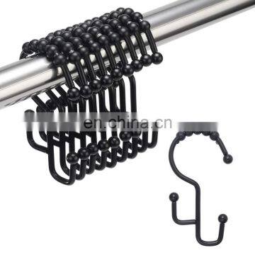 Wholesale Black Metal shower curtain hook set 12 Pack  for bathroom