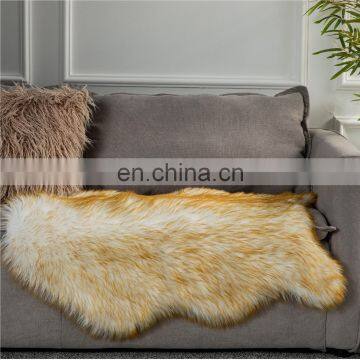 Nordic Long Plush Area Rug Wholesale Faux Carpets Fur Mats Area Yellow Rug For Bedroom photo-4