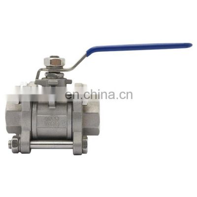 Bundor SS factory price three-disc ball steel valve 3 inch stainless steel 316L ball valve