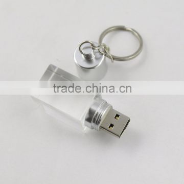 Wholesale crystal usb LED light logo usb flash drive 1g/2g/4/g/8g/16g/32g/64g usb led light