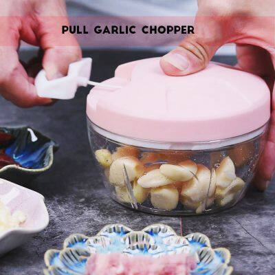 500ml Pull String Food Garlic Chopper Hand-Powered Portable Food Processor Manual Vegetable Slicer and Dicer Pull Chop Mechanism Cutter
