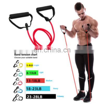 5 Levels Resistance Bands with Handles Yoga Pull Rope Elastic Fitness Exercise Tube Band for Home Workouts Strength Training