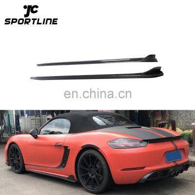 Carbon Fiber 718 Side Skirts Extension for Porsche Cayman 718 Boxster 2016-2019