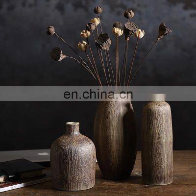 Wholesale brown retro ceramic vase home decoration