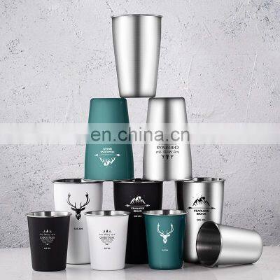 Portable Custom Logo Reusable Premium Beer Tumbler Drinking Kids Stainless Steel Wine Cups