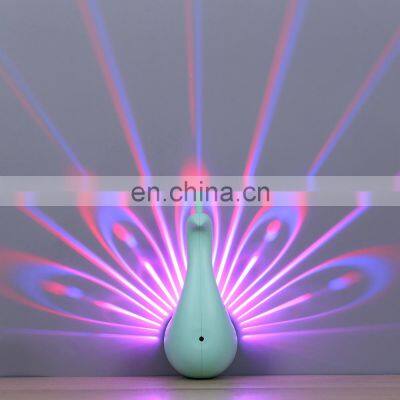 Amazon Indoor Modern Peacock Projection Touch 8 Funtion Remote Control Sensitive Wall Lamp For Living Room