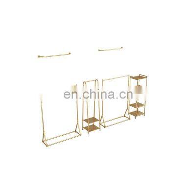 Hot Sale Shiny Gold wall mounted display cloth rack for shop