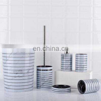 Marble plastic bath room sets 6 piece bathroom accessory for home