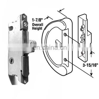 Комплект ручек для раздвижных стеклянных ворот на террасу с фальшшпоном под 45 градусов, регулируемым пружинным крюковым защелкой, корпус фальшшпонного замка для дверей photo-2
