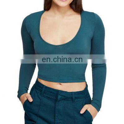 Full sleeve Stylish Ladies Smart Casual Short Body Ladies Sexy Crop Top Shirt