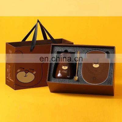 Xiaomi Gift 55 Degree Cartoon Pattern Ceramic Water Cup Hot Milk Artifact Automatic Heating Thermos Mug Cup With Heating Pad photo-4