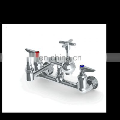 Double Hole Wall Mount Pot Filler Faucet with 8inch Centers 18inch Jointed Spout