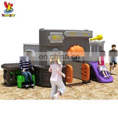 Indoor Playground Plastic Role Play Castle Bank Playhouse and Slide