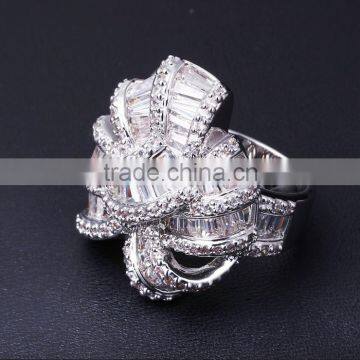New African Design Wedding Luxury Style Baguette Zircon Crystal Women CZ Jewelry Ring photo-6