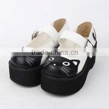 Cat pattern 8cm cosplay sweet lolita girls leather shoes