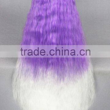 Cheap Short Kinky Long 70cm White Purple Ombre Curly Lolita Women Synthetic Hair Party Wig photo-4