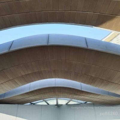 Grid Tube Truss Roof and Canopy for School Gymnasiums and Stations. 0.9mm Standing Seam Aluminum-magnesium-manganese Alloy Panel Roofing System. Numerous Cases in South China. Free Detailed Design. photo-4