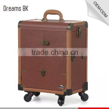 2016 Newest Design Pvc Beauty Cosmetic Makeup Trolley Case With Mirror for Beauty Salon photo-2