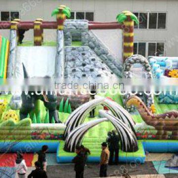 2016 new big island bouncer dinosaur park inflatable