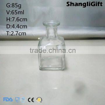 Transparent For Liquor 65ml Square Amber Bottle Wholesale