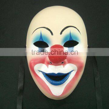 Plastic Clown Mask Blue Eye Red Nose Hand Painted For Party